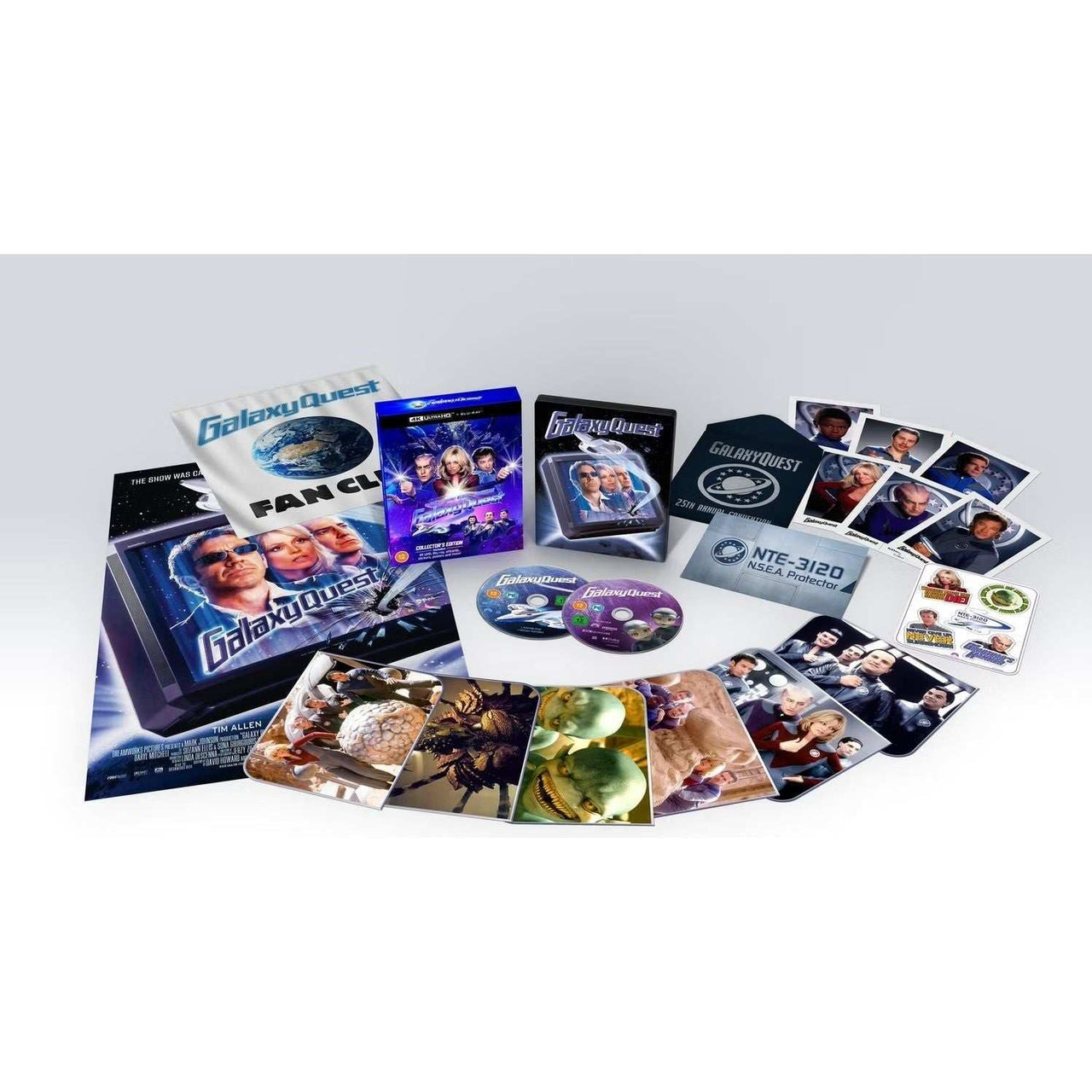 Galaxy Quest Limited Edition Steelbook 4K Ultra HD Blu-Ray set with slipcase, art cards, and extras.