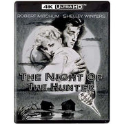 The Night of the Hunter 4K UHD + Blu-Ray cover with Robert Mitchum and Shelley Winters.