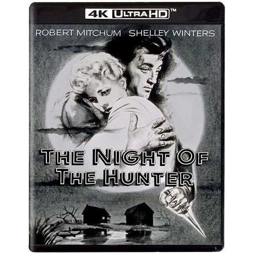 The Night of the Hunter 4K UHD + Blu-Ray cover with Robert Mitchum and Shelley Winters.