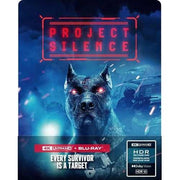 PRE-ORDER Project Silence 4K UHD Blu-ray Steelbook with mutant military dogs on cover.