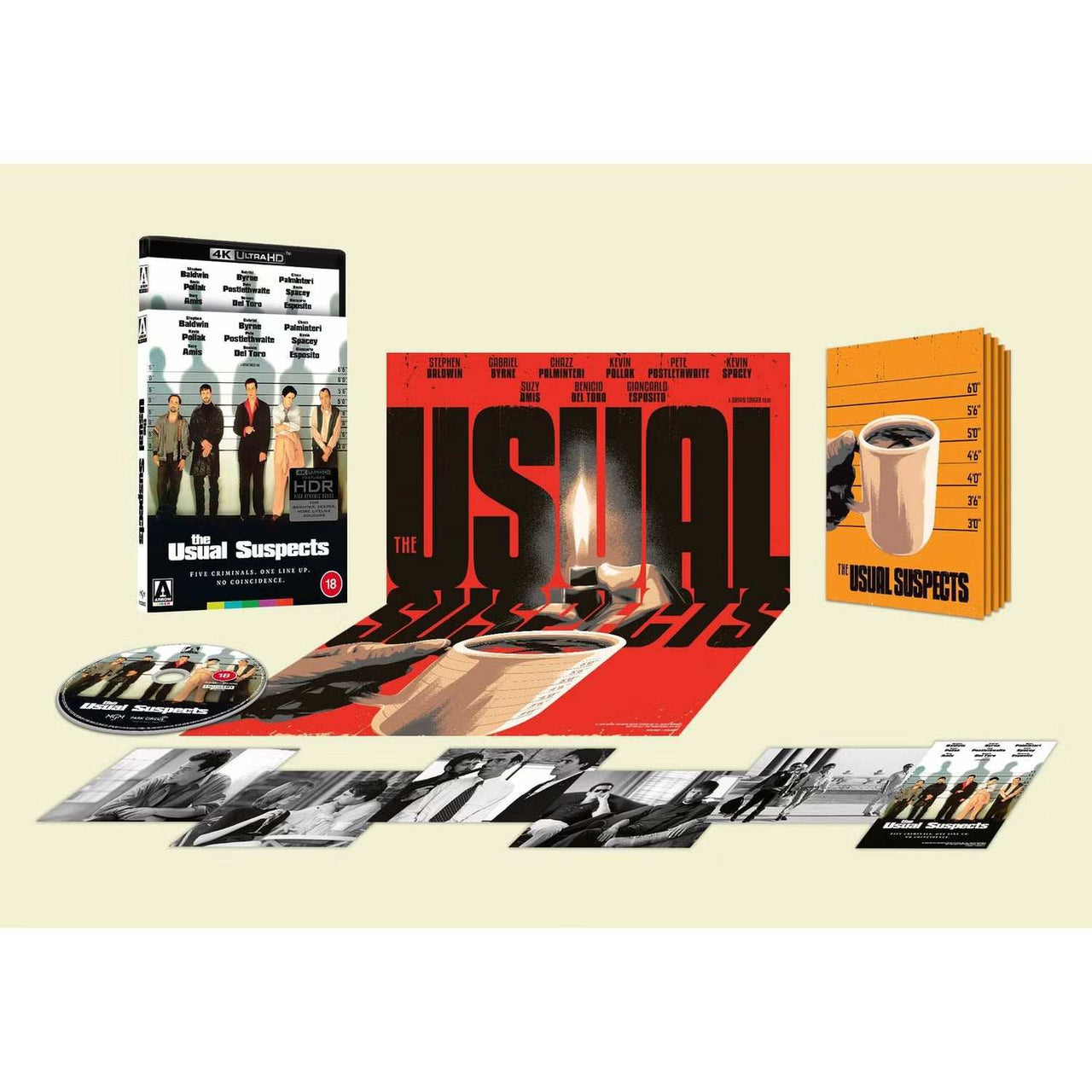 The Usual Suspects Limited Edition 4K Ultra HD set with slipcover and bonus extras, including booklet and posters.