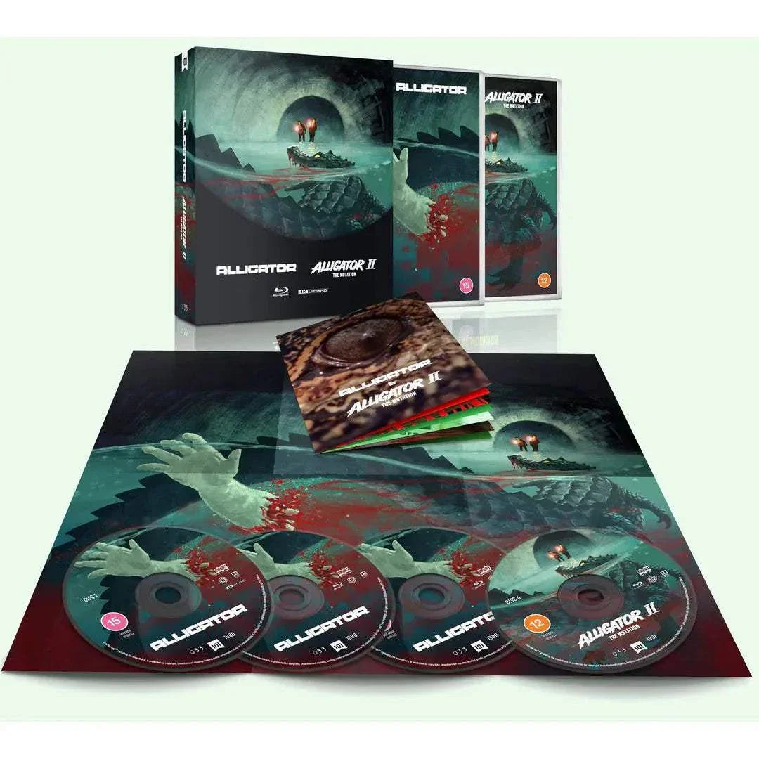 Alligator / Alligator II - The Mutation Limited Edition 4K Ultra HD + Blu-Ray set with exclusive artwork, discs, and booklet.