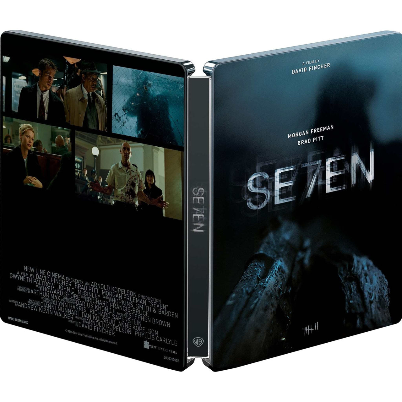 Se7en Limited Steelbook 4K UHD + Blu-Ray featuring Brad Pitt and Morgan Freeman.