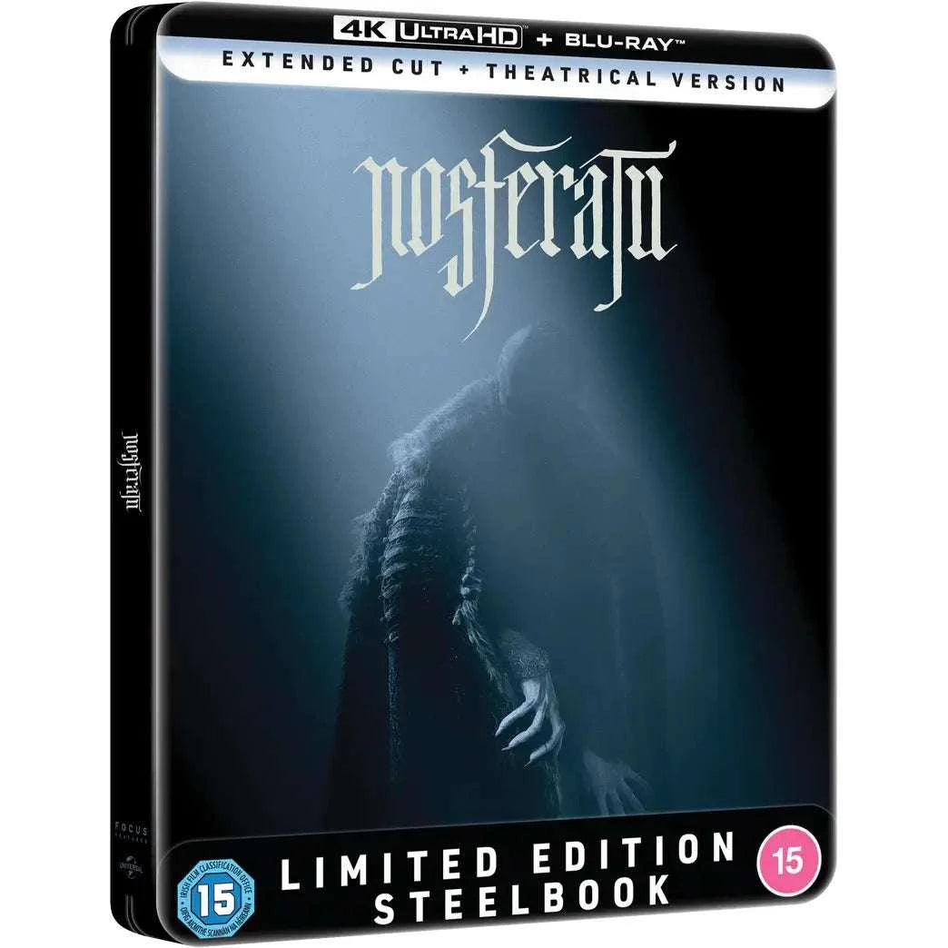 Nosferatu Limited Edition Steelbook 4K UHD and Blu-Ray cover featuring extended and theatrical versions.