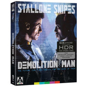 Demolition Man Limited Edition 4K UHD with slipcase and extras featuring Stallone and Snipes in action-packed sci-fi film.