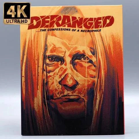 Vinegar Syndrome Deranged 4K UHD Blu-Ray with slipcover, horror movie release.