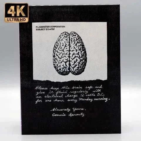 Bleeding Skull - Disembodied 4K UHD + Blu-Ray cover featuring black and white brain illustration with handwritten note.