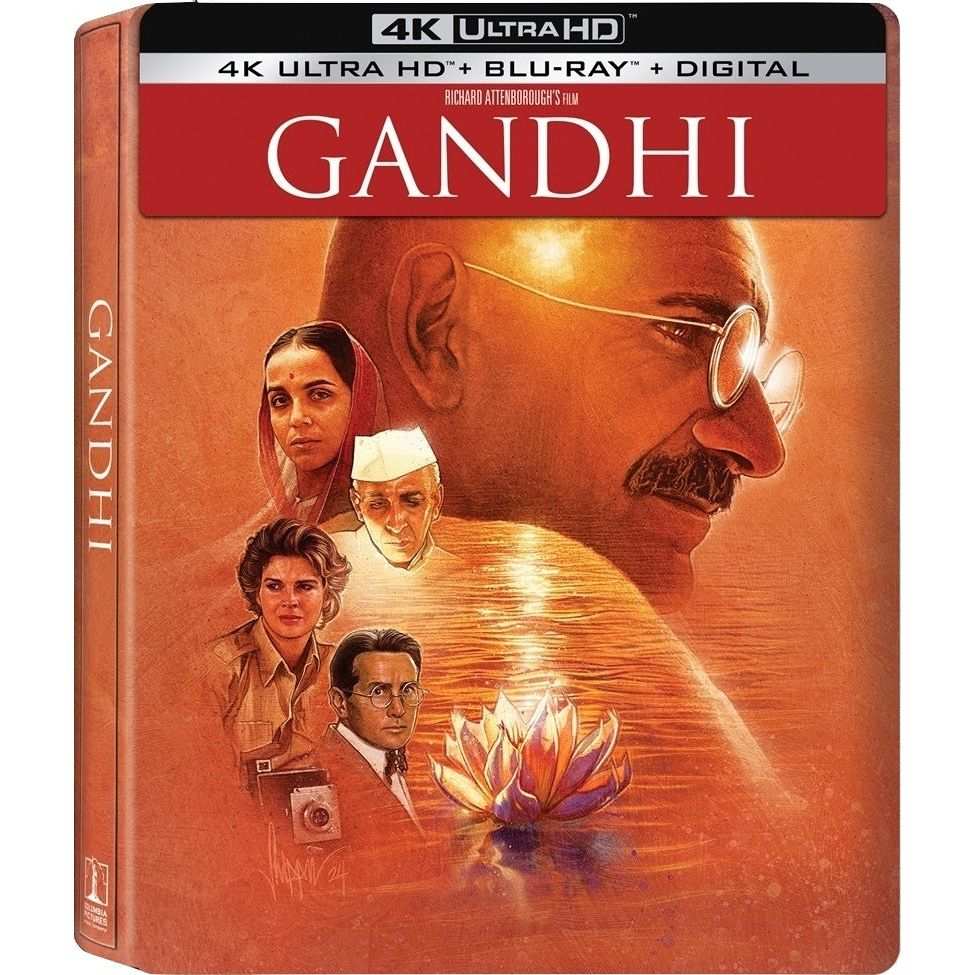 PRE-ORDER Gandhi Limited Edition 4-Disc 4k UHD Blu-Ray Steelbook Cover Art