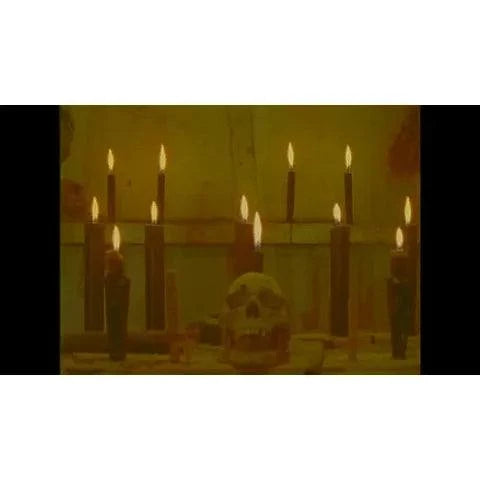 Degausser Video - Herencia Diabólica Blu-Ray with slipcover, showcasing a skull surrounded by lit candles.