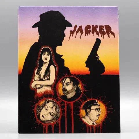 Saturn's Core - Jacker and Jacker 2: Descent to Hell Blu-Ray cover with silhouette and character portraits.