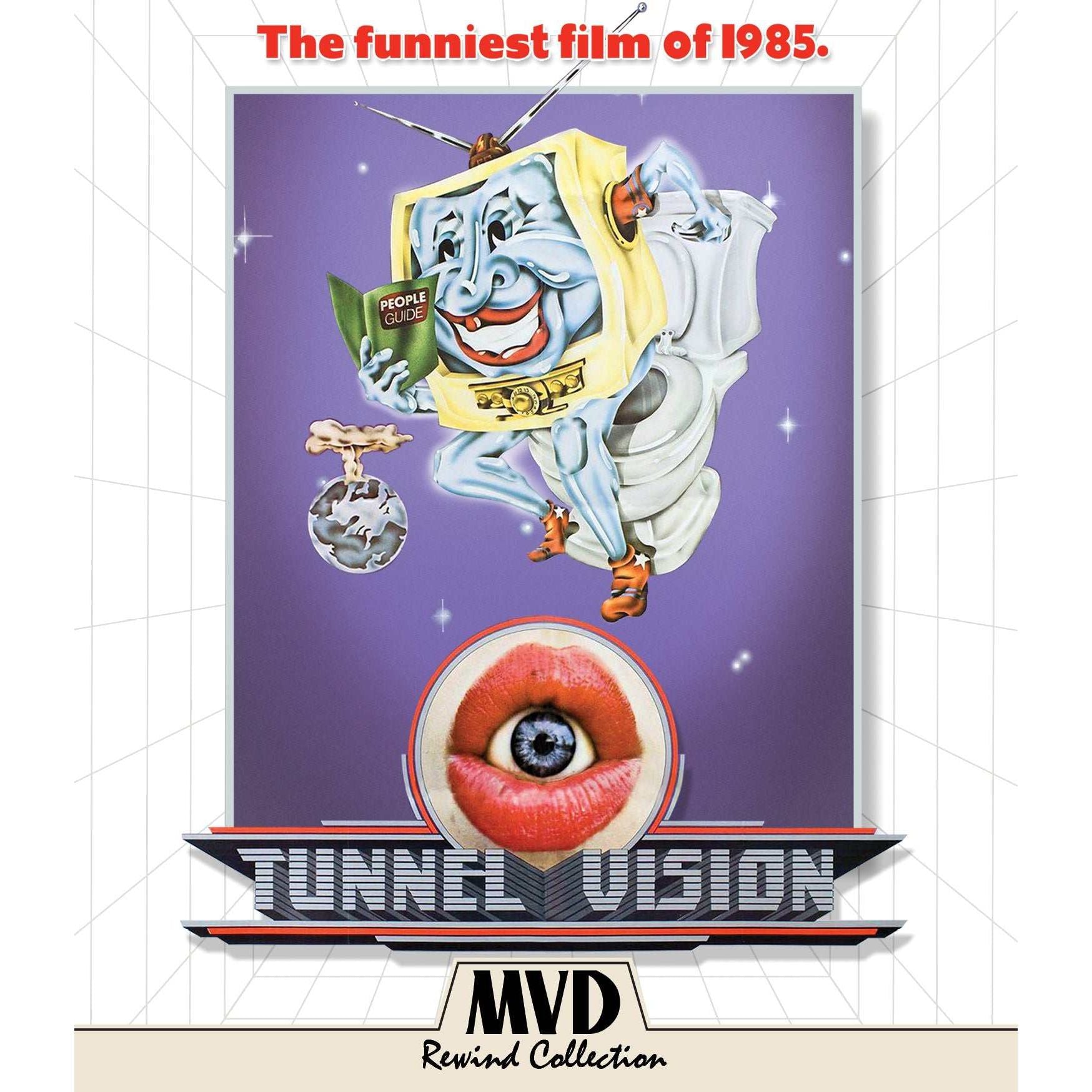 PRE-ORDER Tunnel Vision Blu-Ray with slipcover featuring retro artwork of a TV with arms and legs.