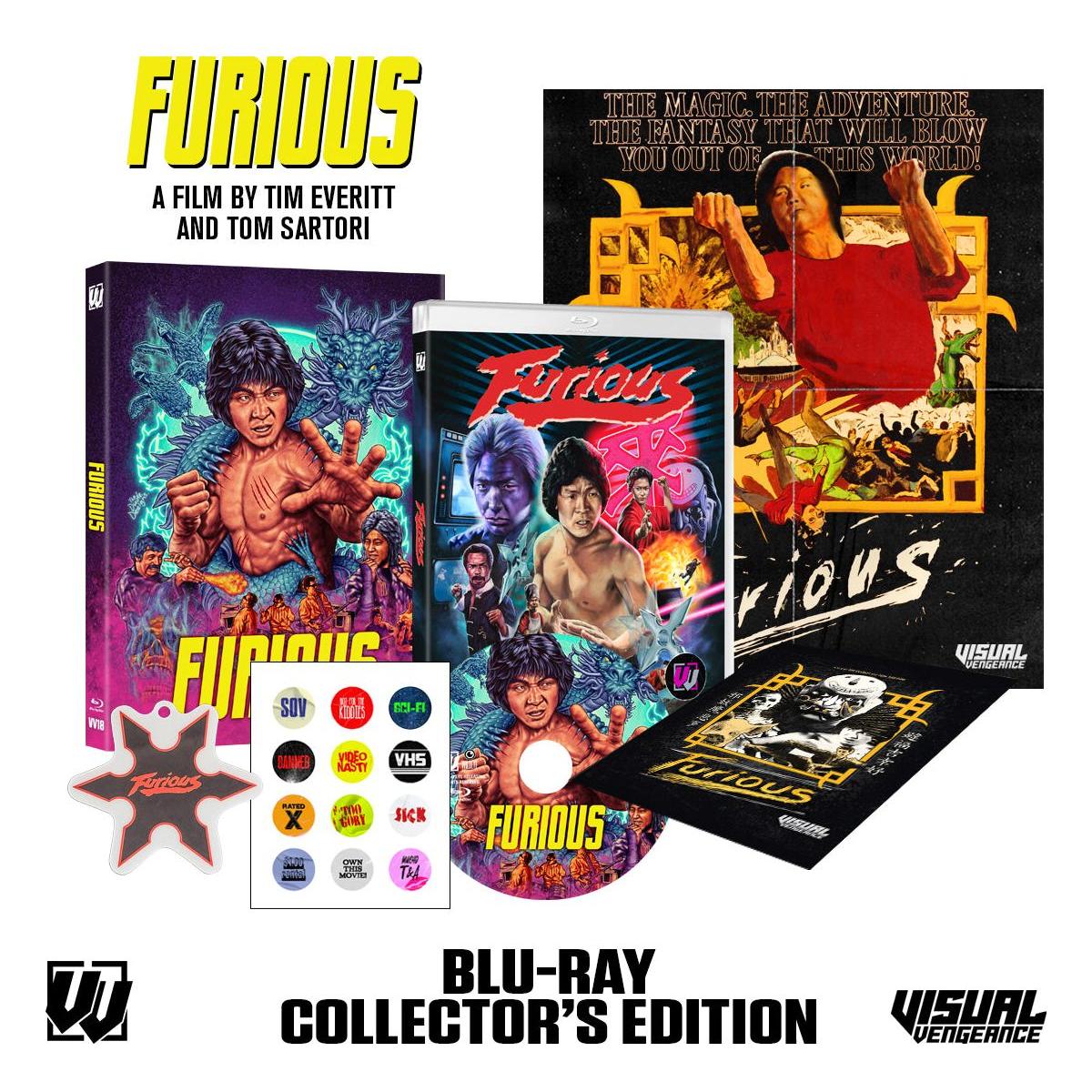 PRE-ORDER: Furious Visual Vengeance Collector's Edition with Slipcover and Extras, Blu-ray release featuring martial arts classic with bonus features and limited edition items.