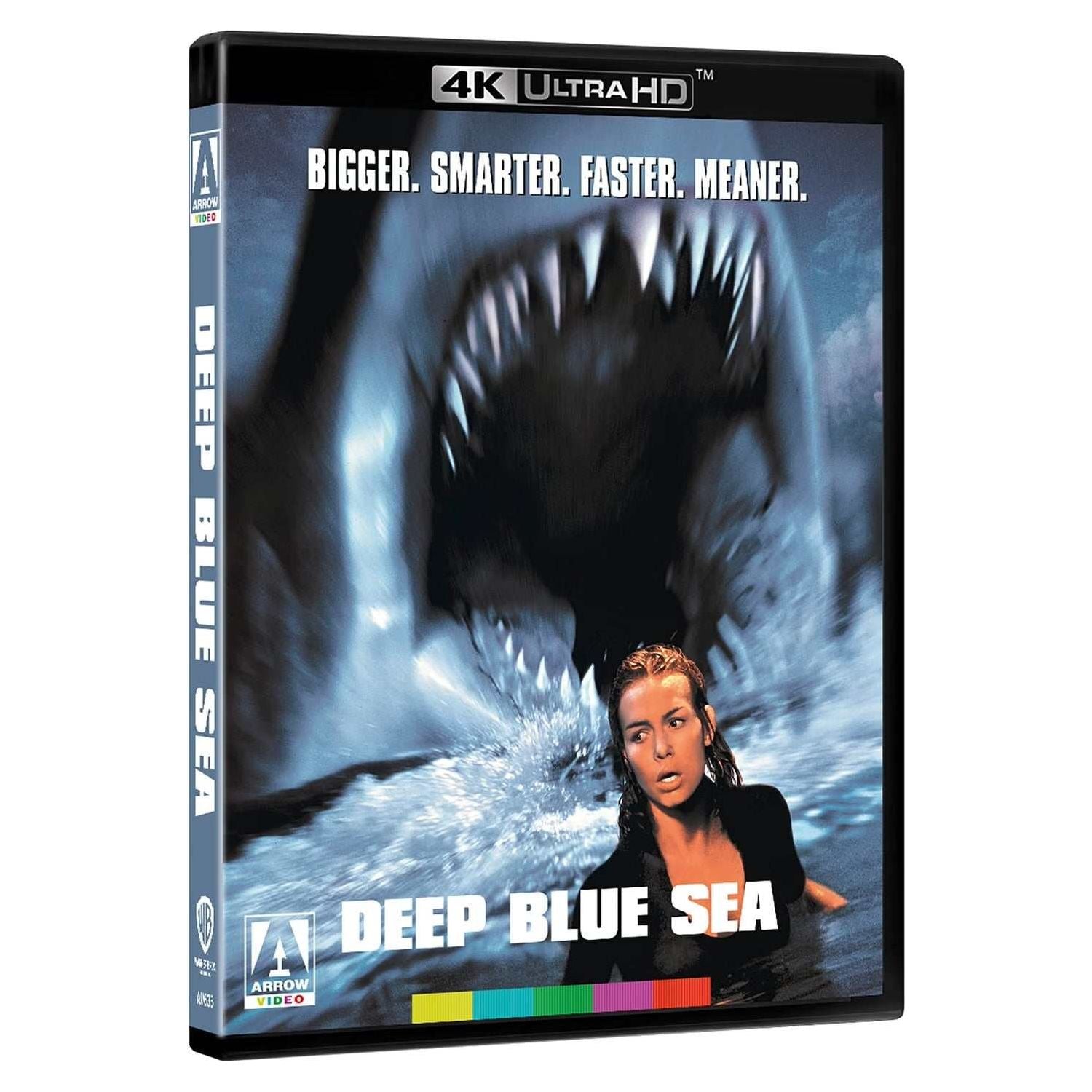 PRE-ORDER Deep Blue Sea 4K UHD with slipcase and extras, action-thriller movie packaging.