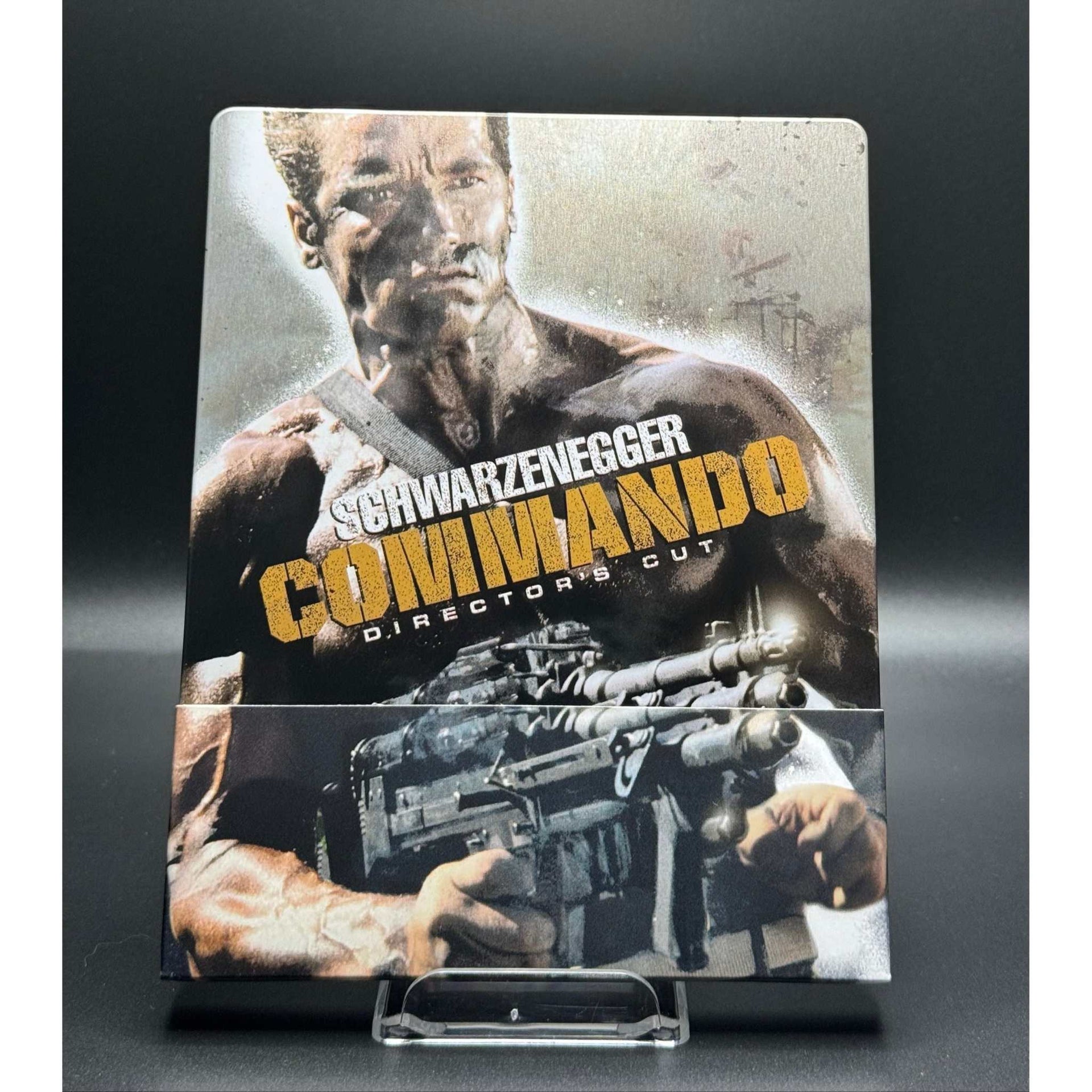 Commando Extended Director's Cut Blu-Ray Steelbook with 1/4 Slip and Cards, Used Condition.