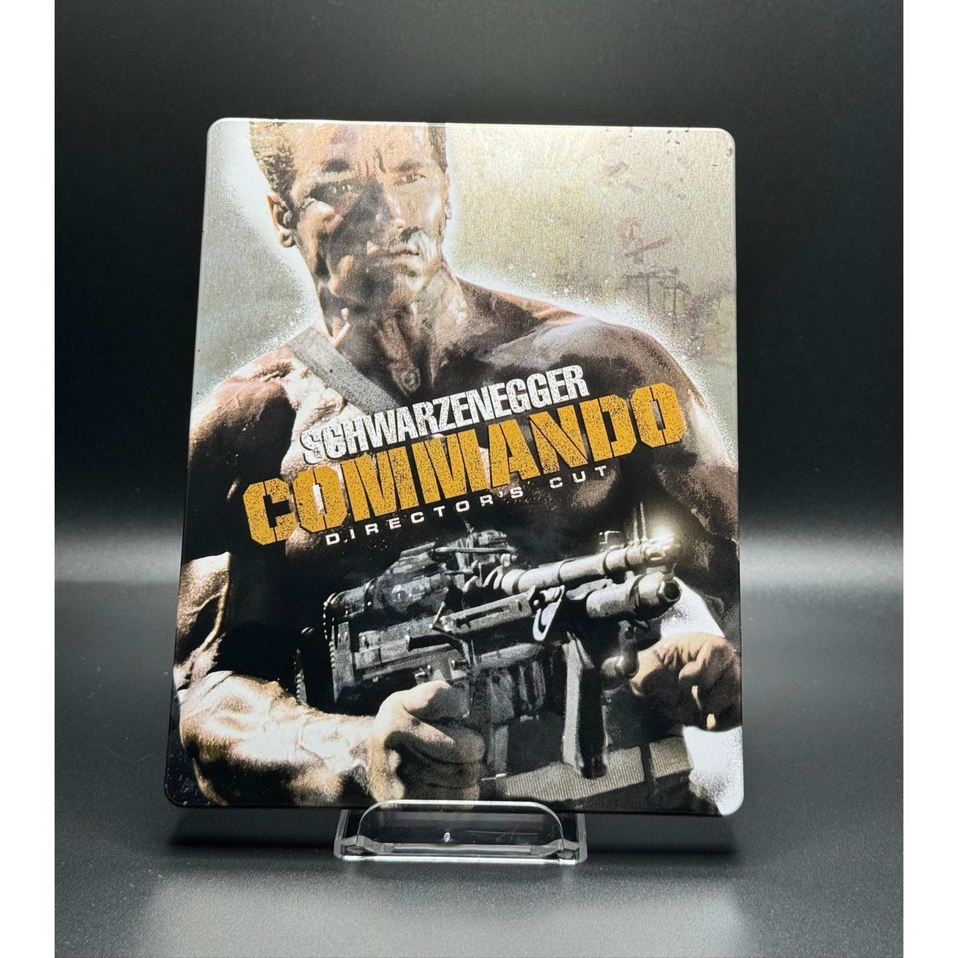 Commando Extended director's cut Blu-Ray Steelbook with slip and cards.