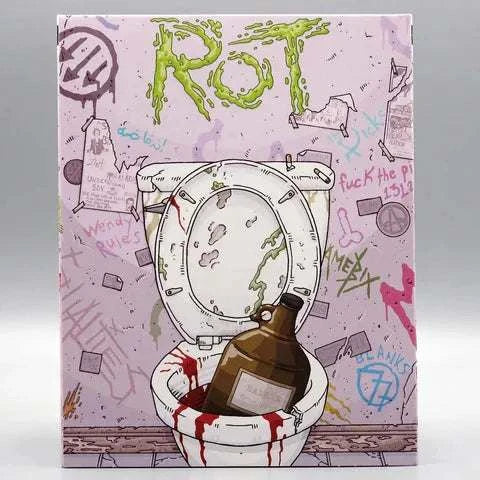 Rot Blu-Ray with slipcover featuring graffitied toilet and blood.