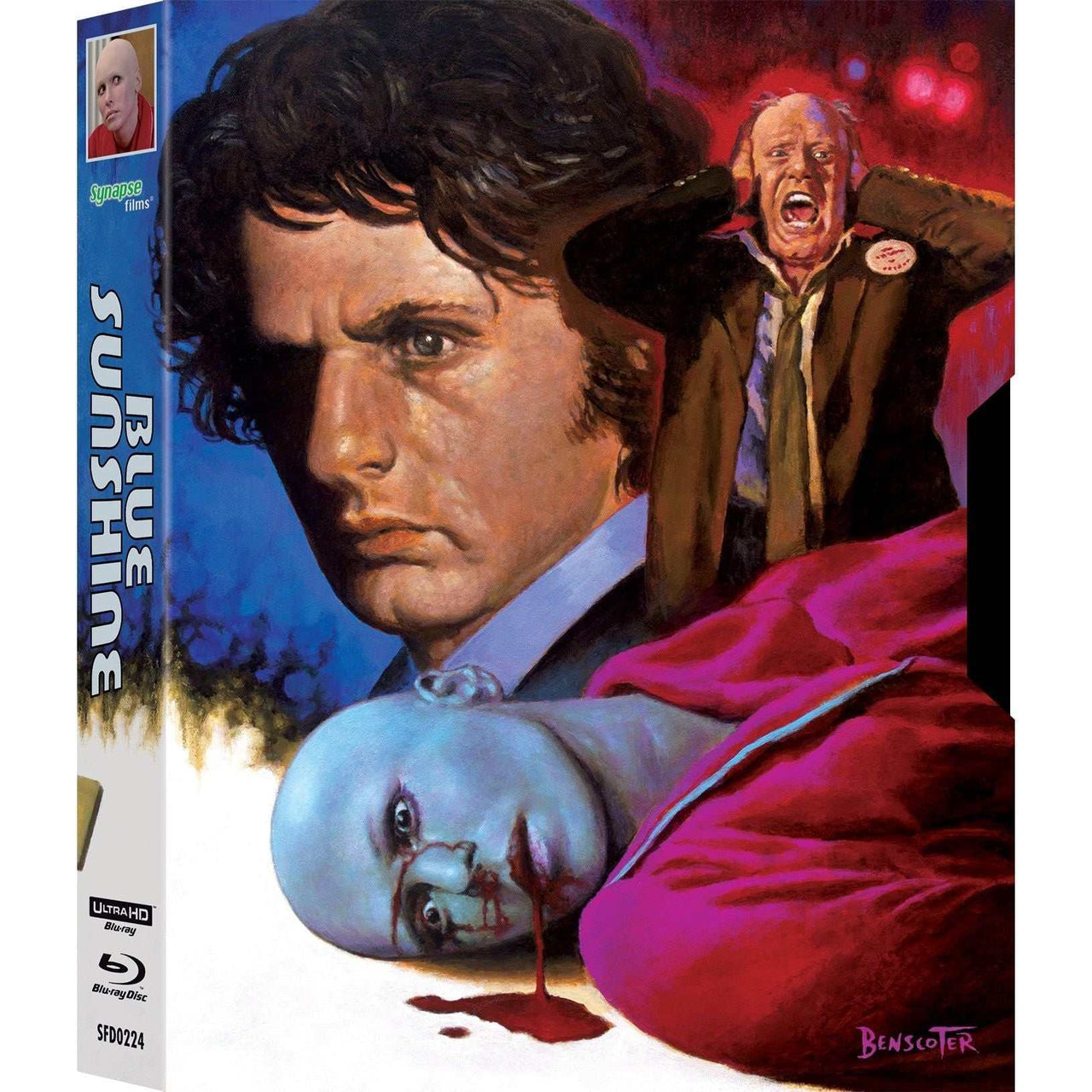 Blue Sunshine 4K UHD Blu-Ray and CD with slipcase and extras by Synapse Films.