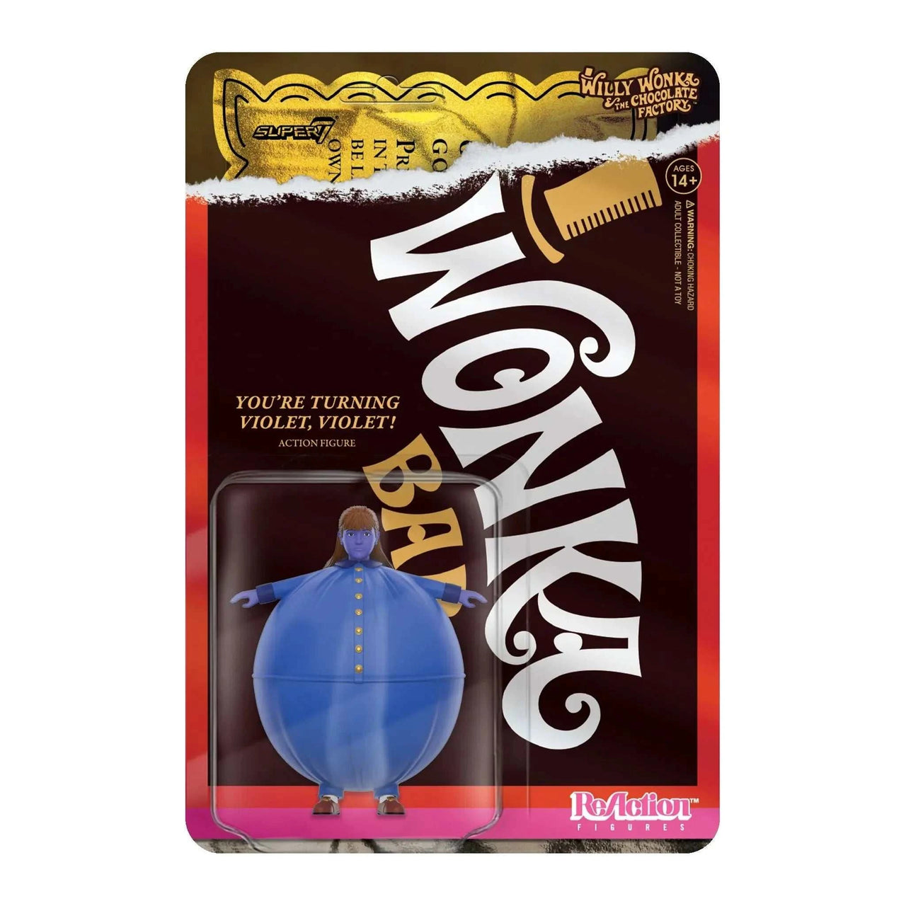 Super7 - Willy Wonka & the Chocolate Factory - ReAction Figures Wave 3 - Violet Beauregarde (Blueberry) image of product in box