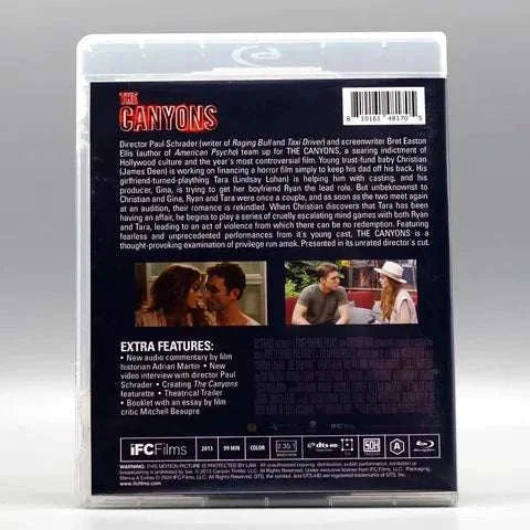 IFC Films - The Canyons Blu-Ray with slipcover, featuring dark exploration of Hollywood culture by Paul Schrader and Bret Easton Ellis.