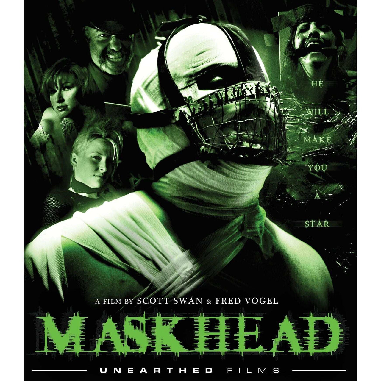 Maskhead Blu-Ray cover featuring a masked character and eerie visuals, Unearthed Films.