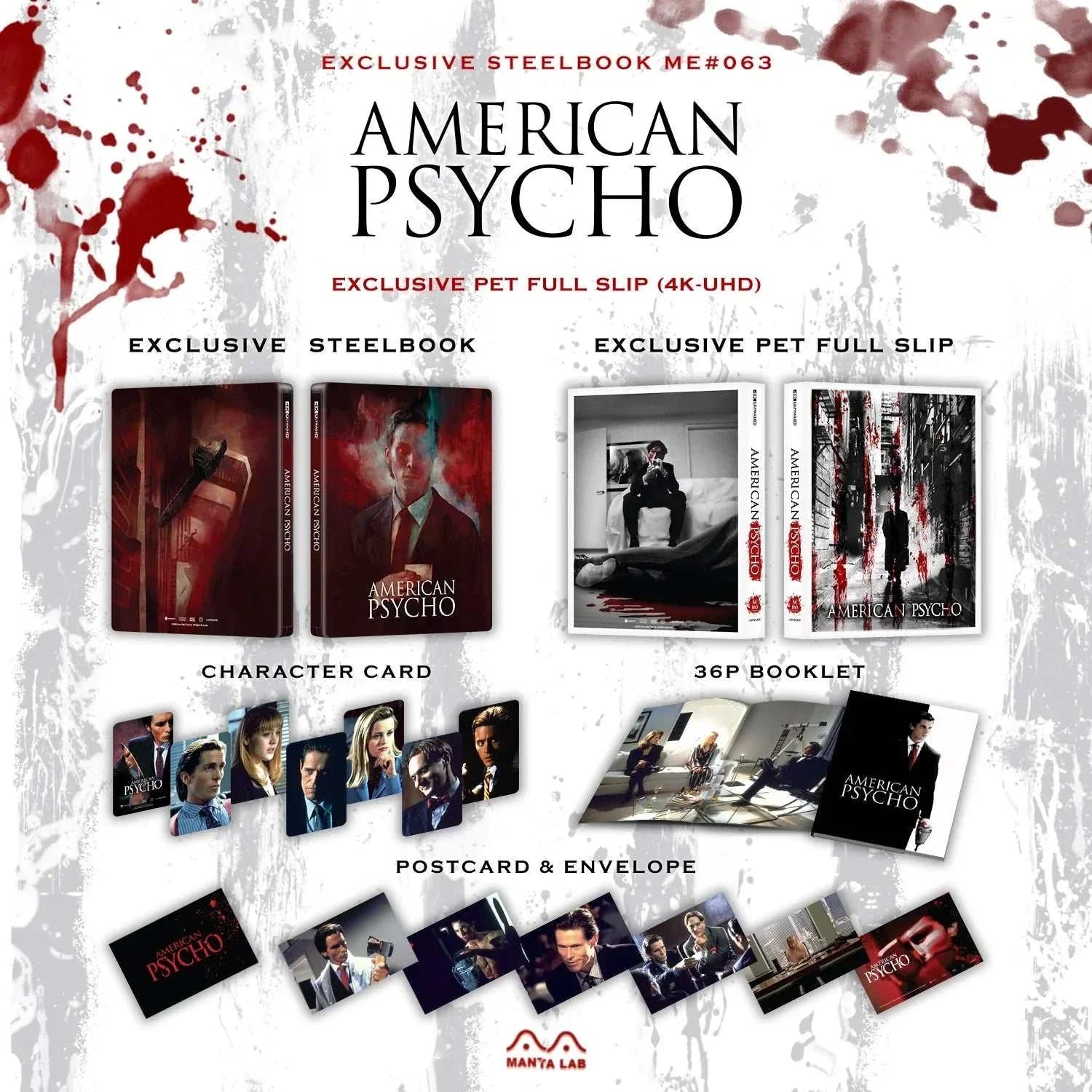 American Psycho 4K UHD Steelbook Exclusive Limited Edition, Manta Lab Full Slip.