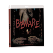 Blu-Ray box set of Shoestring Slashers Volume 1 titled "Beware" featuring horror theme artwork with a chilling atmosphere.