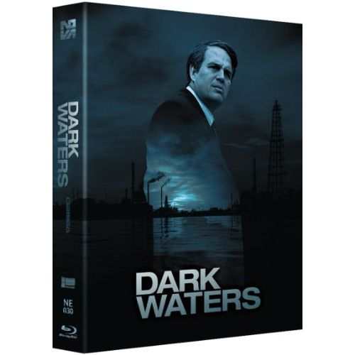 Dark Waters Limited Edition Steelbook Blu-Ray Full Slip with extras, featuring actor and industrial skyline in dark theme.