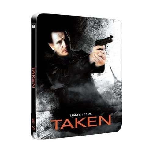 Taken Limited Edition Steelbook Blu-Ray with 1/4 Slip and Extras, featuring Liam Neeson on cover.